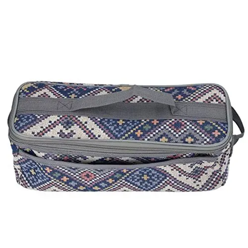 Produktbild: Koieam Camping-Tasche, Geschirr-Aufbewahrungstasche, Camping-Utensilien-Aufbewahrungstasche, großes Fassungsvermögen, abnehmbare Doppelreißverschlüsse, nationale (Blue Embroidery)