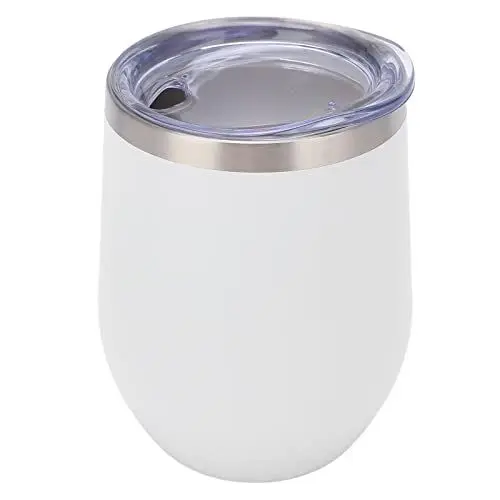 Produktbild: Koieam Isolierbecher aus Edelstahl, doppelwandig, U-förmiger Eierschalenbecher für Getränke, vakuumisolierter Weinbecher mit Deckel, Perfekter Reisebegleiter (Weiß)
