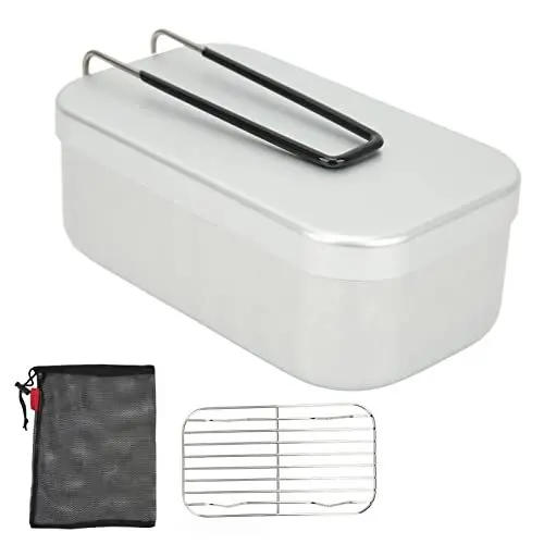 Produktbild: Koieam Lunchbox-Dampfgestell-Set, Outdoor-Campingbox, faltbarer Griff, Aluminiumlegierung, Campingbox für Picknick, Camping, Wandern, Angeln