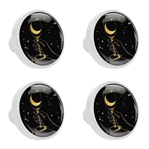 Produktbild: KoIjYtI 4Er Set Möbelknöpfe Kinderzimmer Set Goldener Energieriegel Süß Schubladenknöpfe Kinderzimmer Personalisierter Druck, Einzigartig Möbelknäufe 35x28mm