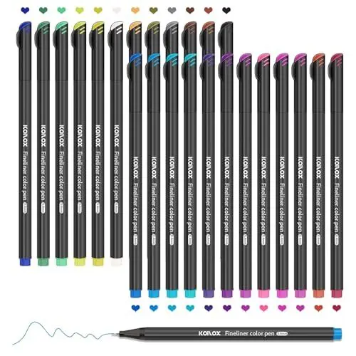 Produktbild: Koilox Fineliner Stifte Set, Spitze 0,4 mm Filzstift Stifte feiner Spitze zum Zeichnen und Schreiben von Skizzen, Journaling, Notizen, Comics, Malbuch Comics, Malbuch (48)