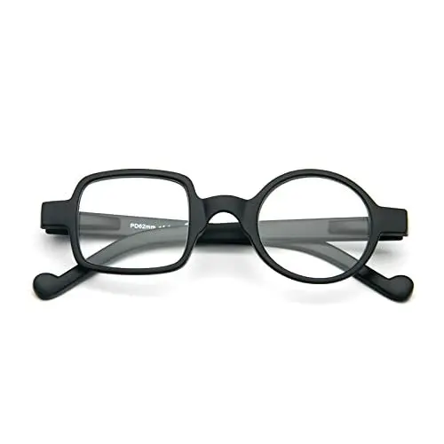 Produktbild: KoKoBin Lesebrille rund quadratisch HD Lesebrillen Rahmen ultraleichte bequeme Federscharnier Herren- und Damen brille (Schwarz, 2.5)