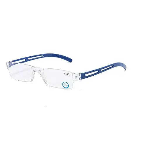 Produktbild: KoKoBin Rahmenlose Lesebrille Sehhilfe mit Blaulichtflilter Anti Blaulicht Lesehilfe für Damen und Herren(Blau，+3.0