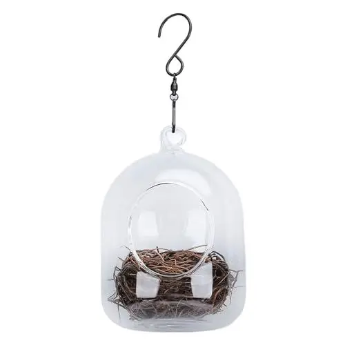 Produktbild: Kolibri-Haus, Hängendes Vogelhaus für Draußen, Kleine Gras-Vogelhäuser, Regensicheres Transparentes Vogelnest, Hängende Vogelhütte mit Haken für Gartenfenster,
