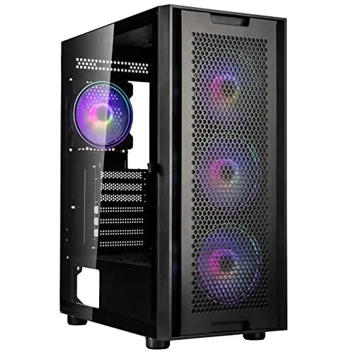 Produktbild: KOLINK Observatory Duo ARGB Midi-Tower - E ATX Gehäuse - Computer Case - Gaming PC Gehäuse Glas - Vier vorinstallierte ARGB/PWM-Lüfter - PC Case Airflow - PC-Gehäuse Wasserkühlung