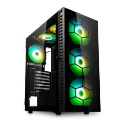 Produktbild: KOLINK Observatory HF Plus Glass ARGB Midi-Gehäuse, Dynamische Beleuchtung, 330 mm GPU-Freiraum, Gehärtete Glasplatten, Schwarz