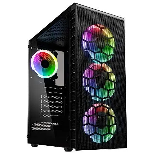 Produktbild: KOLINK Observatory Lite Mesh Midi Tower PC Gehäuse ATX RGB PC-Gehäuse, Gaming PC Case, Tempered Glass Computergehäuse, Gaming Tower, PC Hülle mit Lüfter, Computer Gehäuse Gaming