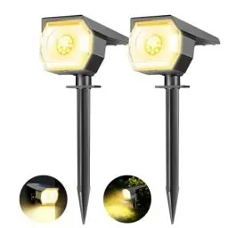 Produktbild: kolpop Solarlampen für Außen, 2 Stück 3 Modi IP67 Wasserdicht solarstrahler für außen garten, 800lm 3000K Warmweiß Garten Solarleuchten für Garten, Garage Eingang, Zäune, Baum, Pflanzen