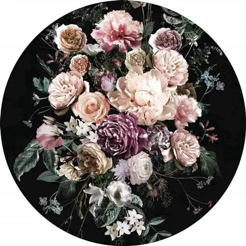 Produktbild: Komar DOT runde und selbstklebende Vlies Fototapete Enchanted Flowers - Ø Durchmesser 125 cm - 1 Stück - Blumentapete, Wandtapete, Wandbild, Wandbelag, Designtapete - D1-030