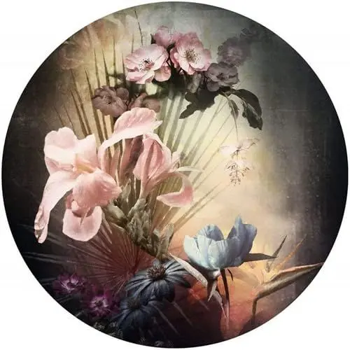 Produktbild: Komar DOT runde und selbstklebende Vlies Fototapete Flemish Flowers - Ø Durchmesser 125 cm - 1 Stück - Tapete, Dekoration, Wandtapete, Wandbild, Wandbelag, Designtapete - D1-036