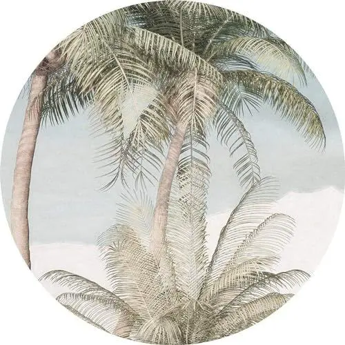 Produktbild: Komar DOT runde und selbstklebende Vlies Fototapete Hush - Ø Durchmesser 125 cm - 1 Stück - Palmen, Strandfeeling, Tapete, Dekoration, Wandtapete, Wandbild, Wandbelag, Designtapete - D1-027