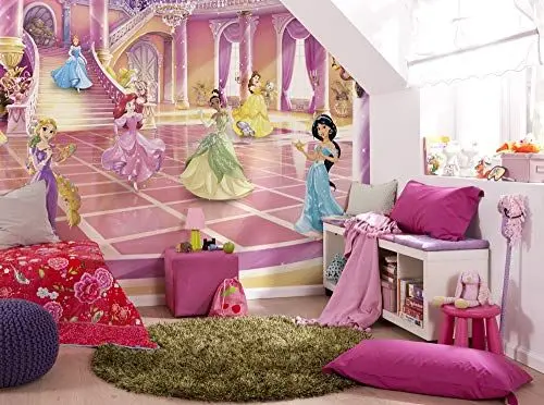 Produktbild: Komar Disney Fototapete | Disney Princess Glitzerparty | Größe: 368 x 254 cm (Breite x Höhe) | Mädchen, Prinzessin, Tapete, Kinder, Wand, Kinderzimmer, Dekoration | 8-4107