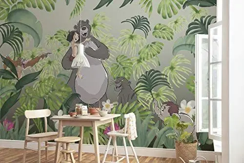 Produktbild: Komar Disney Welcome To the Jungle | Größe: 400 x 280 cm (Breite x Höhe), Bahnbreite 50 cm | Tapete, Wandbelag, Kinderzimmer, Schlafzimmer | DX8-030 Vlies Fototapete, grün, gelb