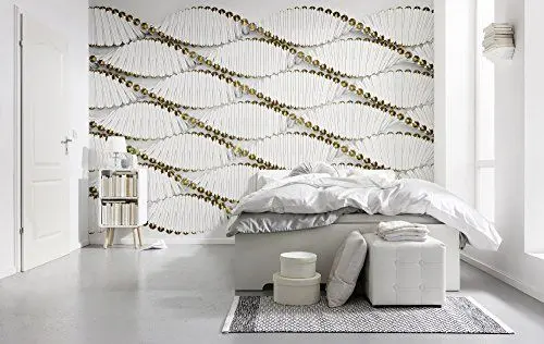 Produktbild: Komar Fototapete TWIST, Größe 368 x 254 cm (Breite x Höhe), 8 Teile, inklusive Kleister, weiß, gold, Schlafzimmer, Wohnzimmer, 8-205