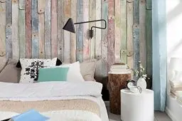 Produktbild: Komar Fototapete VINTAGE WOOD | 184 x 254 cm | Tapete, Wand, Dekoration, Wandbelag, Wandbild, Wanddeko, Holzoptik, Holzwand, Bunte Farben, Schlafzimmer, Wohnzimmer | 4-910