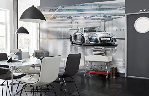 Produktbild: Komar Fototapete | AUDI R8 LE MANS | 368 x 254 cm | Tapete, Wand, Dekoration, Wandbelag, Wandbild, Wanddeko, Rennauto, Garage, Schnell, Auto | 8-957