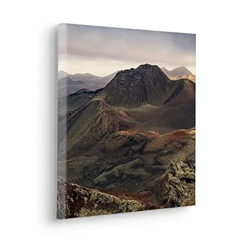 Produktbild: Komar Keilrahmenbild im Echtholzrahmen - Vulkanland - Größe 40 x 40 cm - Bild, Leinwandbild, Landschaftsmotiv, Wohnzimmer, Schlafzimmer