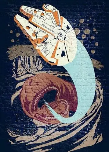 Produktbild: Komar Vlies Fototapete Star Wars Classic Concrete Asteroid Worm | Größe: 200 x 280 cm (Breite x Höhe), Bahnbreite 50 cm | Tapete, Wandbild, Dekoration, Kinderzimmer, | DX4-035, bunt