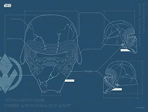 Produktbild: Komar Wandbild | Star Wars EP9 Blueprint Kylo Helmet | Kinderzimmer, Jugendzimmer, Dekoration, Kunstdruck | ohne Rahmen | WB177-40x30 | Größe: 40 x 30 cm (Breite x Höhe)