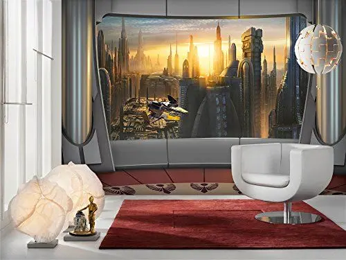 Produktbild: Komar - Fototapete STAR WARS CORUSCANT VIEW - 368 x 254 cm - Tapete, Wand, Dekoration, Wandbelag, Wandbild, Wanddeko, Sonnenuntergang, Wolkenkratzer - 8-483