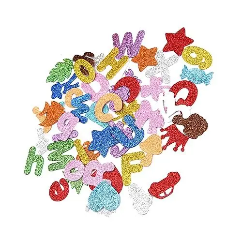 Produktbild: KOMBIUDA Alphabet-Aufkleber Buchstaben 100 Stück Eva-Glitzer-Aufkleber Dekorative Pädagogische Aufkleber Für Kinder Und Zuhause