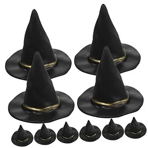 Produktbild: KOMBIUDA 10Stücke Miniatur Hexenhüte für Puppenhäuser Halloween Dekoration Kleine Filz Hexenhüte für Bastelprojekte und Tischdekoration für Halloween Partys und Puppenaktivitäten