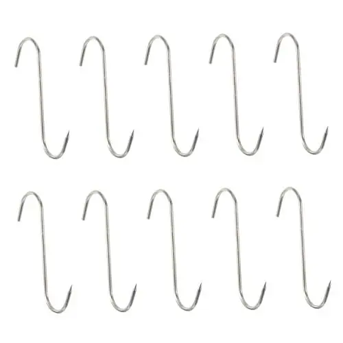 Produktbild: KOMBIUDA Metall-s-haken Aus Edelstahl 10 Stück Fleischhaken Räucherhaken Speckaufhänger Fleischverarbeitungshaken Multifunktional