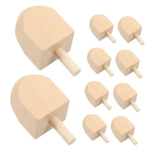 Produktbild: KOMBIUDA Chanukka-feiern Essential 10-teiliges Dreidel-spielzeug Aus Holz Unlackiert Bemalbar Chanukka-chanukah-dekorationsset