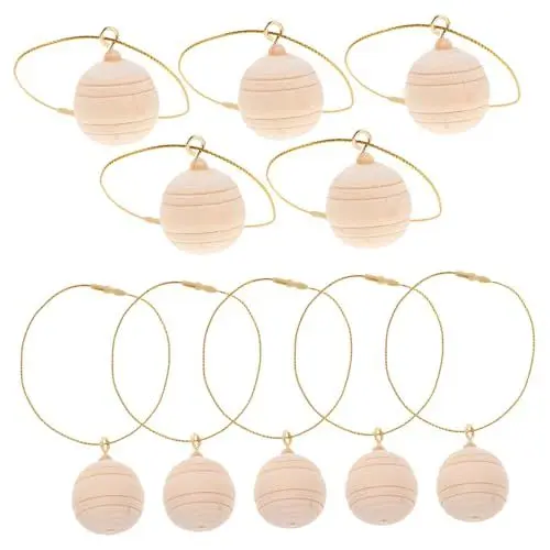 Produktbild: KOMBIUDA Personalisieren Sie Ihr Zuhause 10 Stück Weihnachtskugeln aus Holz unvollendetes für Mini-Zeichnungsornament
