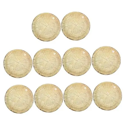 Produktbild: KOMBIUDA 10st Partygeschirr Kuchen Pappteller Salatteller Praktischer Speiseteller Runder Pappteller Einweg-party-pappteller Kuchenteller Servierteller Für Speisen Hölzern Papier Holzspäne