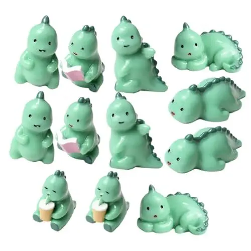 Produktbild: KOMBIUDA 12 Stücke Mini Dinosaurier Ornamente Miniatur Tierfiguren für Mikroszenen Garten Terrarien und Puppenhäuser Realistische Dino Dekorationen