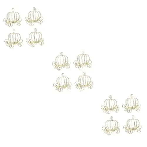 Produktbild: KOMBIUDA 3 Sets Gold Metall Süßigkeitenhalter Kürbiswagen Süßigkeitenbox Für Halloween Hochzeit Süßigkeitenbehälter 4 Stück * 3