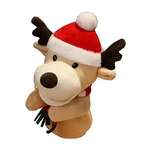 Produktbild: KOMBIUDA 1Stk Santa Handpuppe Weihnachten Plüschtiere Rentier Stofftier tierische Fingerpuppe Spielzeug für Kinder kinderspielzeug Hirsch Handpuppe Fingerpuppen für Kinder PP Baumwolle