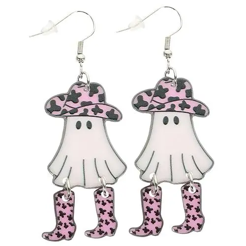 Produktbild: KOMBIUDA 1 Paar Damen Ohrringe halloween schminke halloween make up halloween ohrringe halloween klamotten halloween makeup schmuck Mädchenohrringe Halloween-Geist-Ohrringe Ohrstecker Acryl