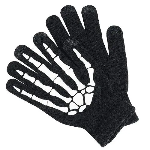 Produktbild: KOMBIUDA Leuchtende Handschuhe Halloween-Skeletthandschuhe Vollfingerhandschuhe für Herren Acrylfasermaterial geeignet für den Sport