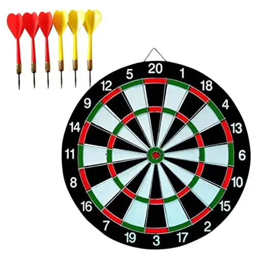 Produktbild: KOMBIUDA Dartspiel Satz 12 Zoll Beflockungsboard Mit 6 Für Büro Zuhause Outdoor Freizeitspiel Dartboard-Set Brettspiele