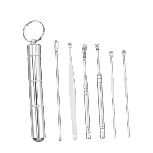 Produktbild: KOMBIUDA 1 Satz 7st Ohr Löffel Set Ohrreinigungswerkzeug Reinigungsset Für Ohrstöpsel -ohrstöpsel Led-ohrstöpsel Ohrenreiniger Löffel Ohrabstriche Ohrenkratzer Rostfreier Stahl Silver