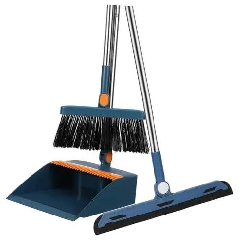 Produktbild: KOMBIUDA 1 Satz Klappbesen-Set Besen und Kehrschaufeln aufrechte Kehrschaufel Besen mit Schaufel The Apartment appartment Das Wesentliche für zu Hause Besen mit Kehrschaufel Plastik Blue