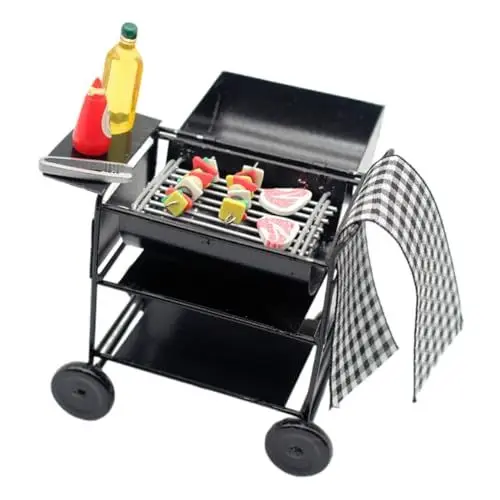 Produktbild: KOMBIUDA Mini-Grill Für Puppenhaus Miniatur-grillrost Spielküchen-grillset Kleiner BBQ-Grill Puppenhaus-möbel Küchen-Spiel-Requisite Miniatur-bastel-Grill Realistisches Grill-Modell