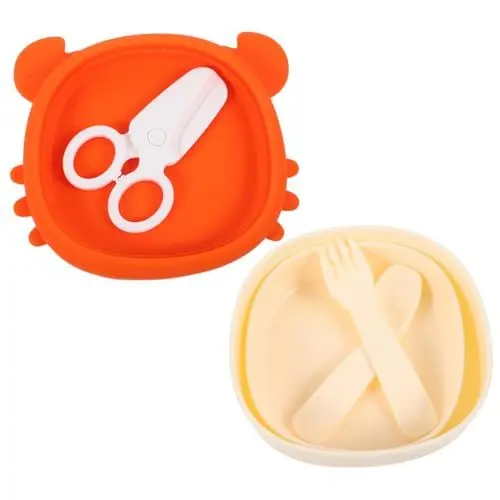 Produktbild: KOMBIUDA Baby-schüssel- Und Löffel-set 3-teilig Für Jungen Und Mädchen Gabeln Und Löffel Cartoon-futterschüssel-set Für Jungen Und Mädchen