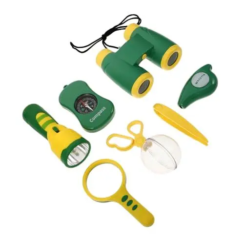 Produktbild: KOMBIUDA 1 Set Beobachtungsbox Kinderspielzeug Beobachtungsspielzeug Naturerkundungsspielzeug Kinder Natur Kit Outdoor Kinderspielzeug Mini Fernglas Schaufel Kinderkompass