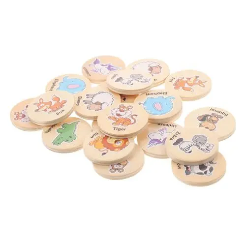 Produktbild: KOMBIUDA 20 Stück Früherziehung Denken Und Gedächtnis Schach Kinder Outdoor Spielset Kinderspielzeug Kinderspielzeug Holz Montessori Spielzeug Kleinkind Memory Spielzubehör Montessori