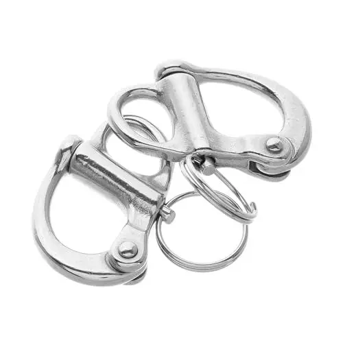 Produktbild: KOMBIUDA 2St Fester Federbügel Segelboote Segelausrüstung schlüsselanhanger Segelboot- Marine Schäkel Kettenschäkel Schnellverschluss-Clip Schäkelschaukel Rostfreier Stahl Silver