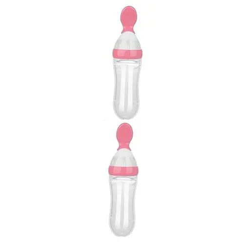 Produktbild: KOMBIUDA 2St Futterspender für Kleinkinder set babynahrung aufbewahrung nahrungsbehälter Kinderfutter Feeder drücken Löffel babynahrungszubereiter -Squeeze-Feeder Rosa