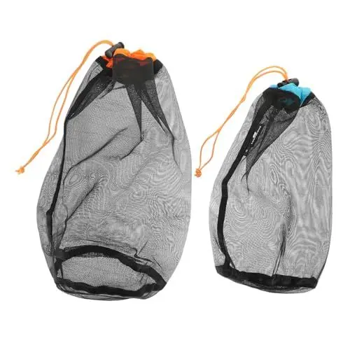 Produktbild: KOMBIUDA 2St Kulturbeutelnetz mit Kordelzug Aufbewahrungstasche Aufbewahrungsbeutel Schlafsack Wäschesäcke Tasche für Kleidung Reisenetzbeutel draussen Wäschesack Container