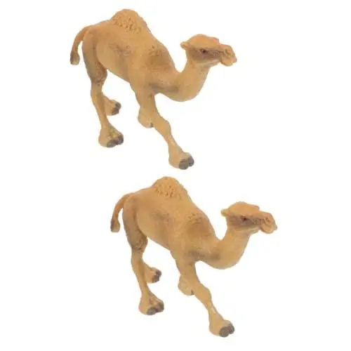 Produktbild: KOMBIUDA 2St Simulation Kamel Modell Spielzeug Camel Spielzeug Kamelstatue Kamel Kamelfiguren für Kinder Mini-Kamelfigur kleines Kamel schmücken Desktop-Dekoration Plastik