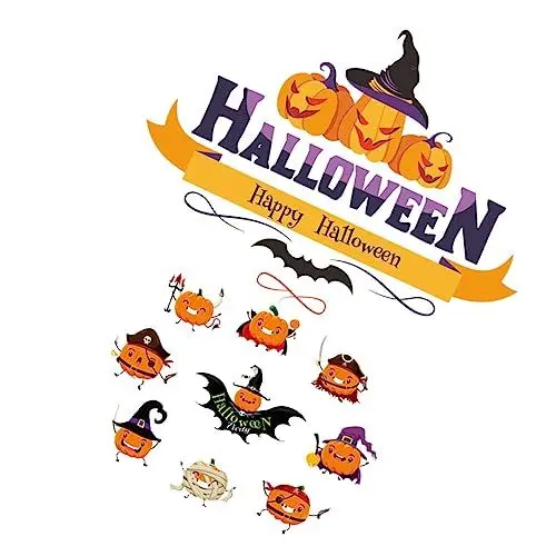 Produktbild: KOMBIUDA 2 Blätter Halloween-Aufkleber Halloween-Wandaufkleber Kürbis-Aufkleber halloween wanddeko halloween dekoration Alphabet-Aufkleber Laterne Halloween-Kürbis-Musteraufkleber PVC