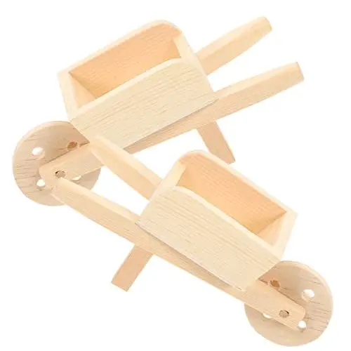 Produktbild: KOMBIUDA Puppenhaus-mini-schubkarren Aus Holz 2 Stück Miniatur-schubkarrenmodelle Kreatives Design Für Heimdekoration Und Fotografie-Requisiten Für Jungen Und Mädchen