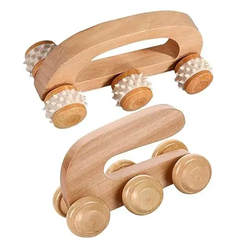 Produktbild: KOMBIUDA 2stücke Holz Fuß Massagegerät Akupunkturpunkt Massager Haushalt Schulter Nacken Massage Werkzeuge Kompakt Leicht Tragbar