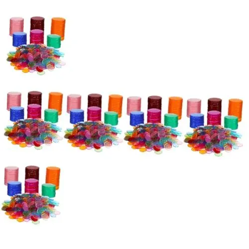 Produktbild: KOMBIUDA 3000 Stk 19 mm Bingo-Chips klare Bingo-Chips bunte Bingo-Chips Runde Bingo-Chips Bingo-Zubehör bingo chips Kunststoffchips Runde Chips zählen Bingo-Chips für Bingo-Spiel Plastik